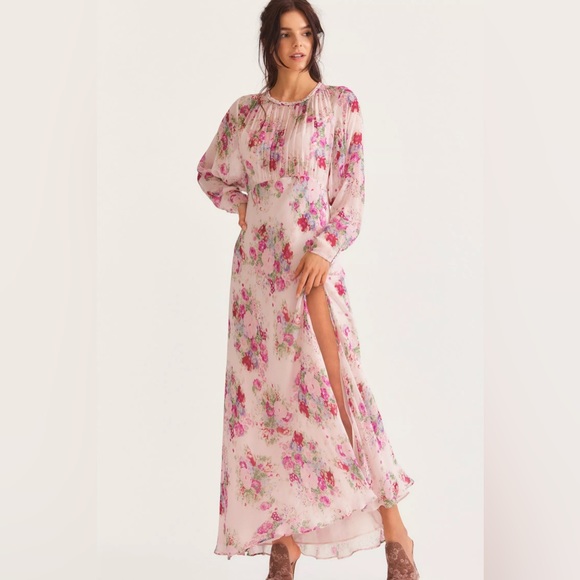 NWT $645 LoveSHackFancy Daya Pleated Floral-print  Maxi Dress - Picture 5 of 13